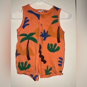 Zara Kids Orange Tropical Print Romper